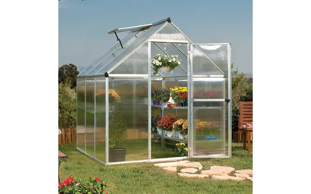 6'x6' Palram Canopia Mythos Small Silver Polycarbonate Greenhouse 1