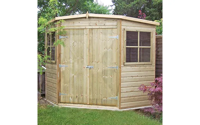 7' X 7' Shire Premium Pressure Treated Wooden Corner Garden Shed 2