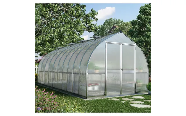8'x20' Palram Canopia Bella Large Walk In Silver Aluminium Framed Greenhouse 2