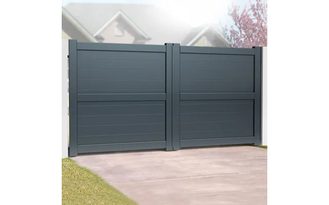 Exeter Premium Metal Driveway Double Gates - Grey
