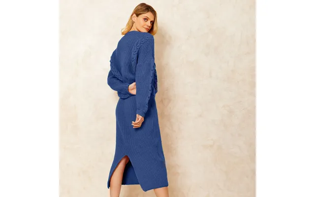 Chloe Co-ord Knit Midi Skirt - Denim, Denim Medium product image