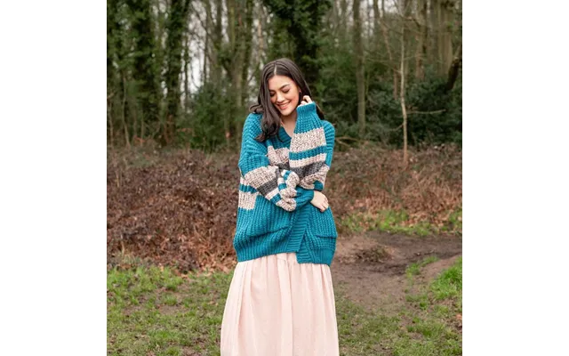 Resale Allie Chunky Stripe Cardigan - Teal product image