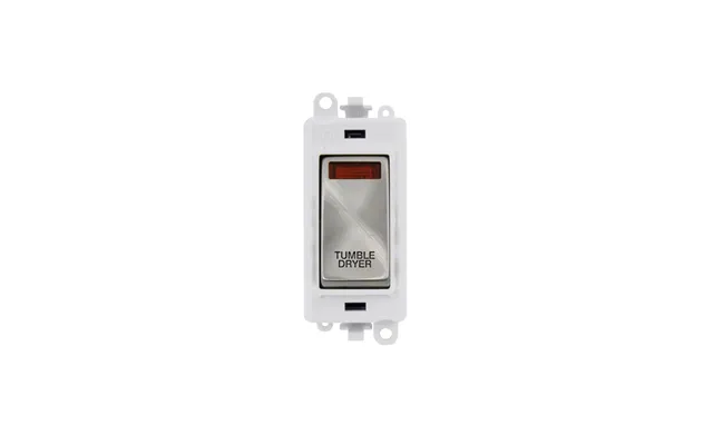 Click Gridpro 20ax Satin Chrome Dp Switch Module With Neon Tumble Dryer Insert Polar White