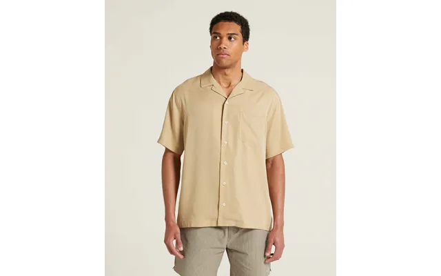 Mens Sueded Short Sleeve Cotton Shirt - Stone product image