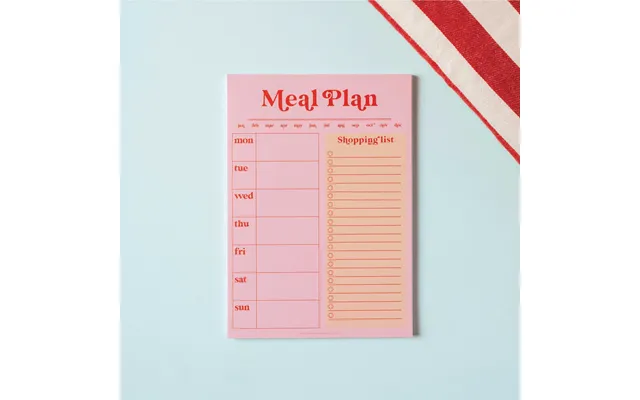 Weekly Meal Planner & Shopping List Pad A5 Pink & Red product image