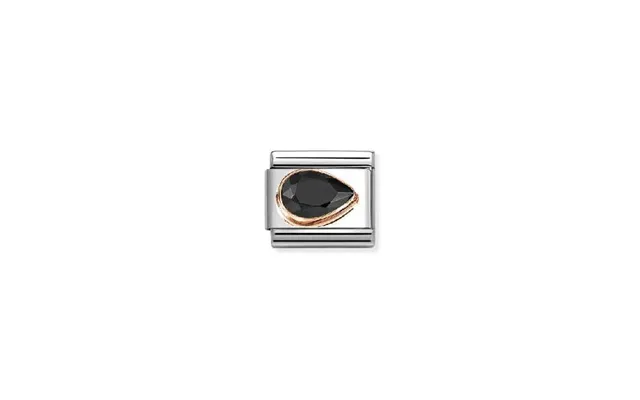 Classic Rose Gold And Right Drop Cz Black Sparkly & Stones Charms