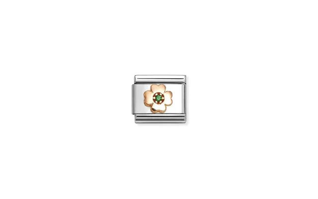 Classic Rose Gold Cz Green Four-leaf Clover Flowers & Nature Charms