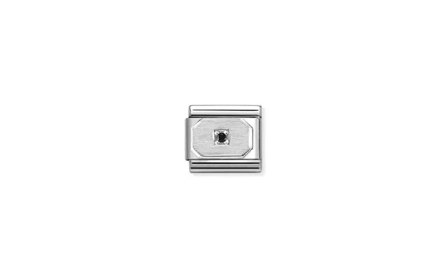 Classic Silver And Cz Blunted Rectangle Black Fashion & Fun Charms