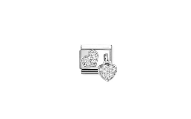 Classic Silver And Cz Pave Heart And Heart Sparkly & Stones Charms product image