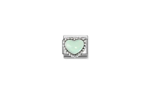 Classic Silver And Enamel Pastel Green Raised Heart Love & Hearts Charms