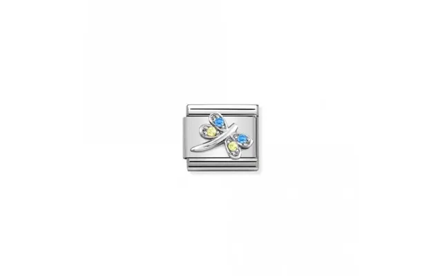 Classic Silver Cz Light Blue And Yellow Dragonfly Animal Charms