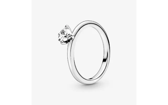 Clear Heart Solitaire Ring - Size 56