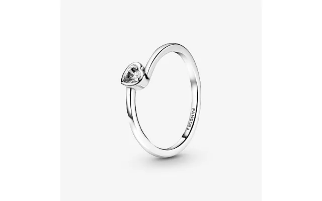 Clear Tilted Heart Solitaire Ring - Size 56