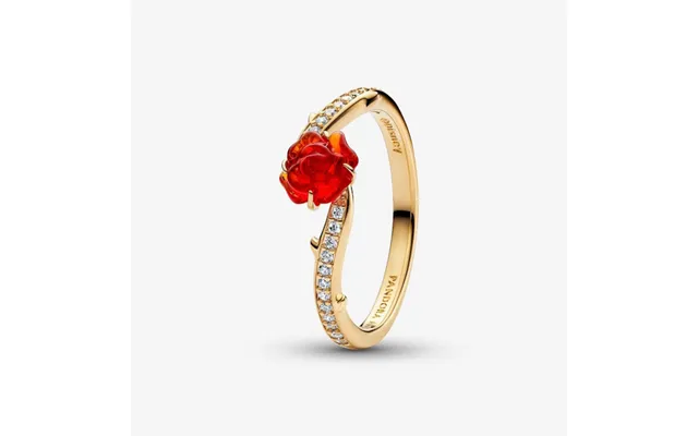 Disney Beauty And The Beast Gold Enchanted Rose Ring - Size 58