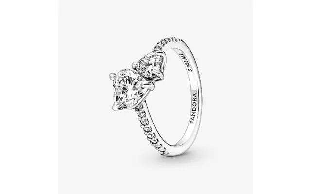 Double Heart Sparkling Ring - Size 54