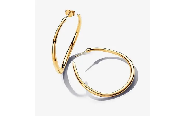 Gold Organically Shaped 42 Mm Open Hoop Earrings