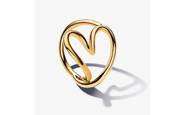 Gold Organically Shaped Heart Ring - Size 58