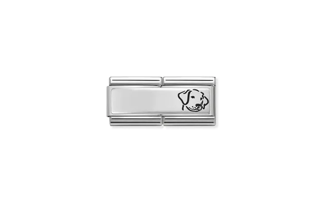 Nomination Classic Silver Engravable Double Plate Black Enamel Dog Cha