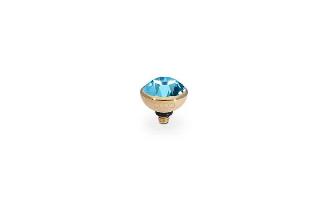 Qudo Bottone Gold And Aquamarine Crystal Ring Gem Top - 10mm