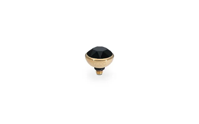 Qudo Bottone Gold And Jet Crystal Ring Gem Top - 10mm
