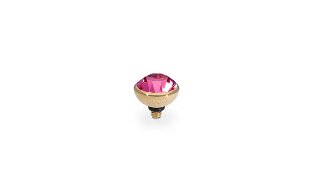 Qudo Bottone Gold And Pink Rose Crystal Ring Gem Top - 10mm