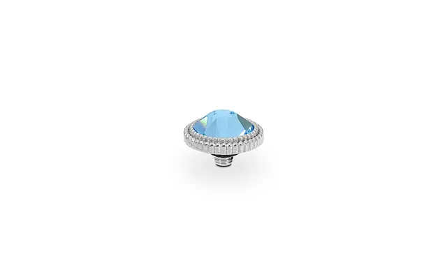 Qudo Fabero Flat Silver And Aquamarine Crystal Ring Gem Top - 10mm