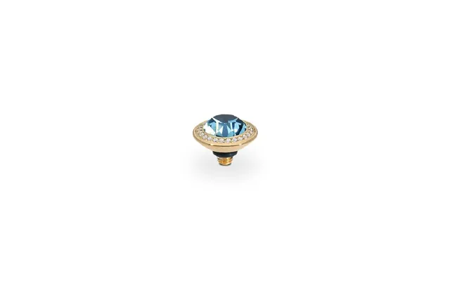 Qudo Tondo Deluxe Gold And Blue Montana Crystal Ring Gem Top - 9mm