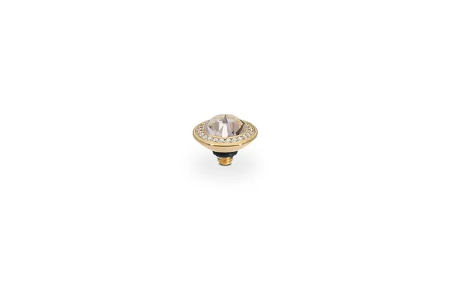 Qudo Tondo Deluxe Gold And Pink Silk Crystal Ring Gem Top - 9mm