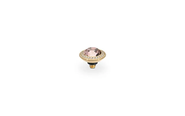 Qudo Tondo Deluxe Gold And Pink Vintage Rose Crystal Ring Gem Top - 9mm