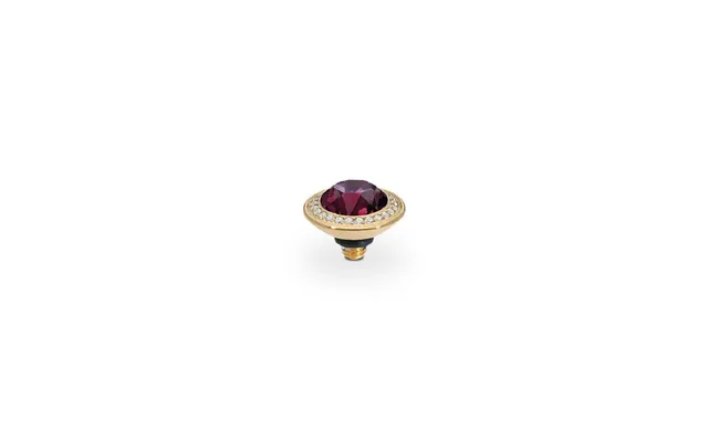 Qudo Tondo Deluxe Gold And Purple Amethyst Crystal Ring Gem Top - 9mm