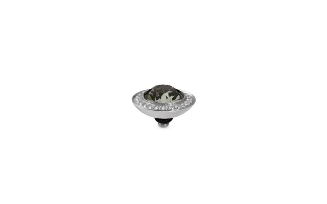 Qudo Tondo Deluxe Silver And Black Diamond Ring Gem Top - 13mm