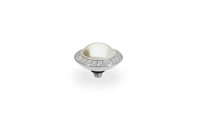 Qudo Tondo Deluxe Silver And Cream Pearl Ring Gem Top - 13mm