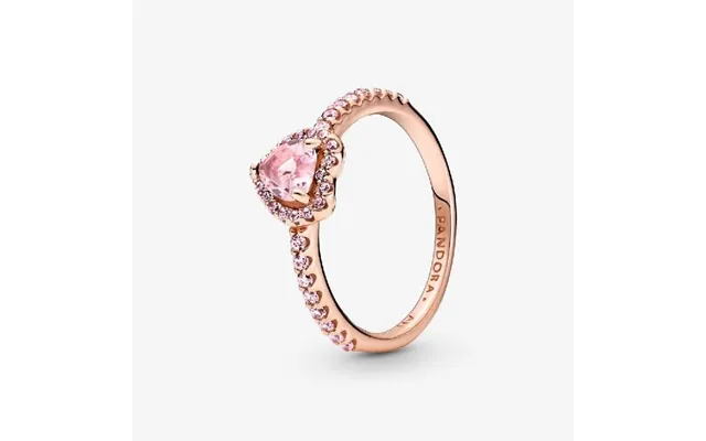 Rose Sparkling Elevated Pink Heart Ring - Size 56