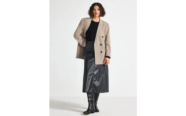 Flared Midi Skirt In Imitation Leather