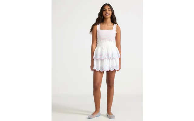 Flounce Skirt With Embroidery
