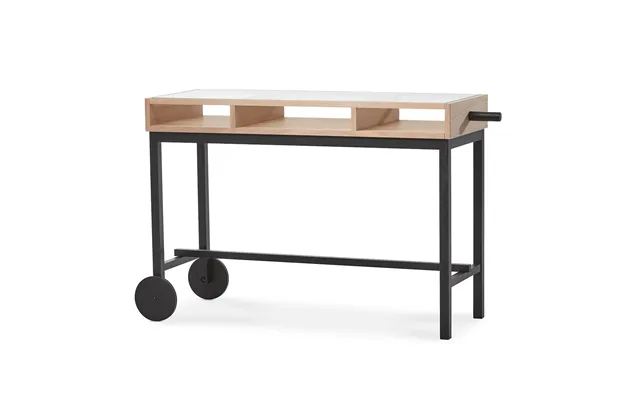 A2 Shift Desk With Wheels White Lacquered Oak-black