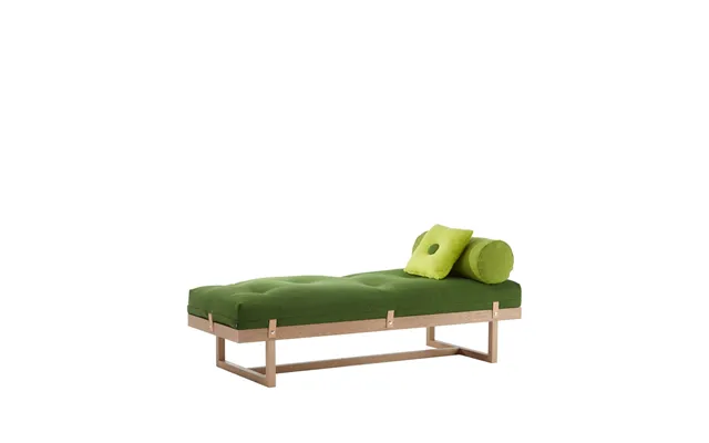 A2 Stay Day Bed Fabric Green. Frame In White Oiled Oak