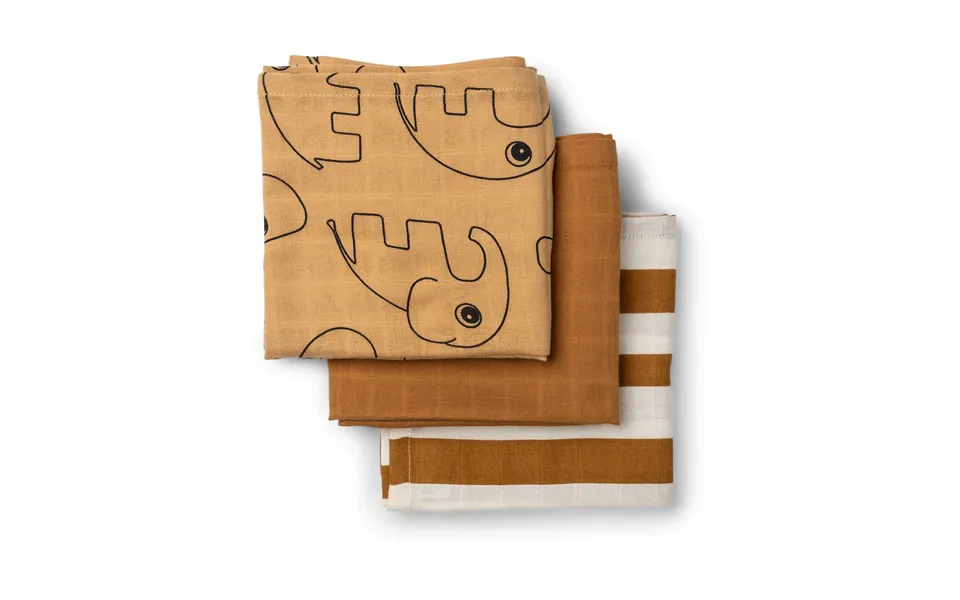 Done By Deer Deer Friends Washcloth 3-pack Mustard