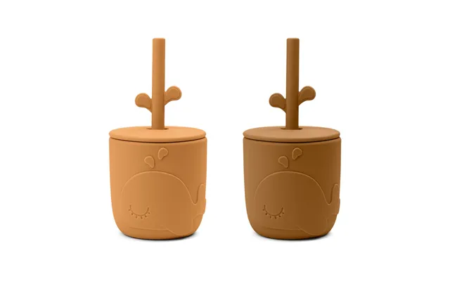 Done By Deer Wally Mug With Peekaboo Straw 2-pack. Mustard