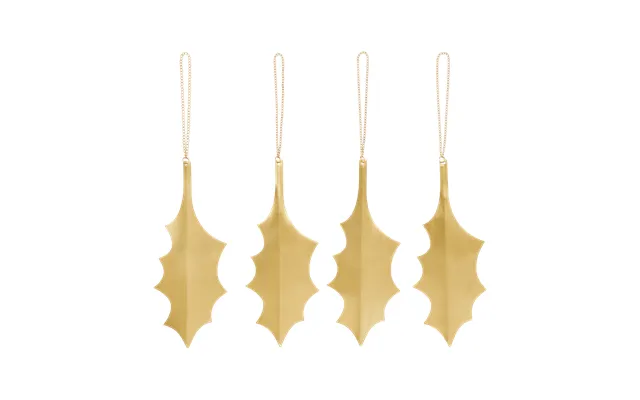 Ferm Living Holly Leaf Decorative Hang 13.5 Cm 4-pack Brass