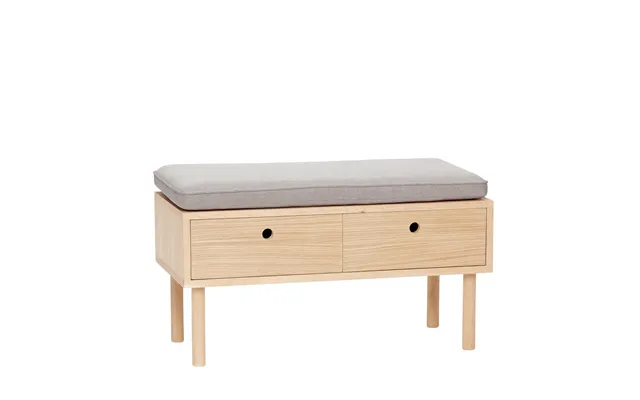 Hübsch Bench With Cushion And Drawers 40x85 Cm Nature-grey