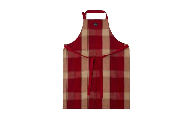 Lexington Checked Linen-cotton Apron 80x105 Cm Red-beige