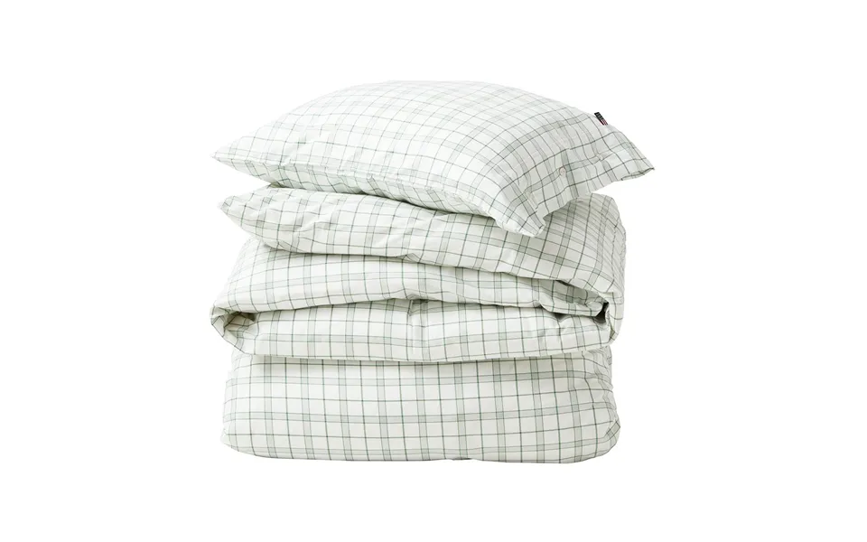 Lexington White Green Checked Lyocell Cotton Bed Set 50x60 Cm - 220x220 Cm