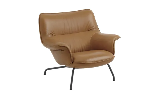 Muuto Doze Armchair Low Refine Leather Cognac-black