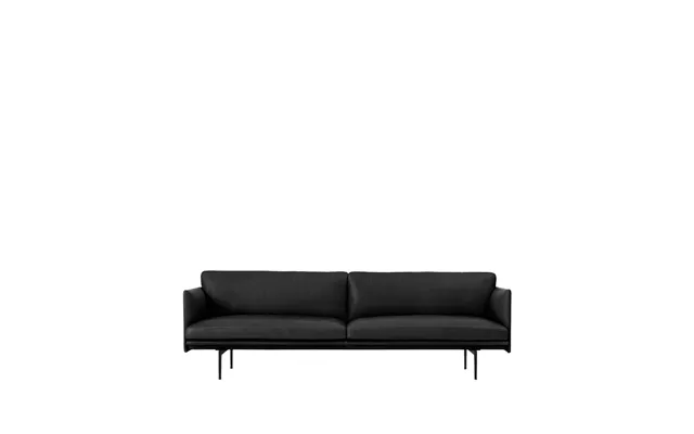 Muuto Outline 3-seater Sofa Leather Refine Black-black Leg