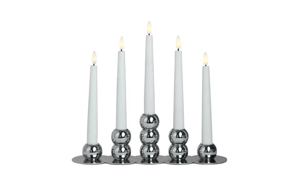 Watt & Veke Lykke Combinable Candle Sticks Incl. 5 Pcs Led-light Chrome