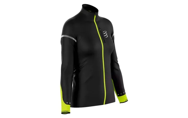 Compressport Women's Hurricane Windproof Jacket - Black Fluo Yellow For Runners