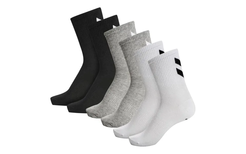 Hummel Chevon Mid-cut Socks 6-pack White Black Grey Size 41-45 Eu For Running And Training