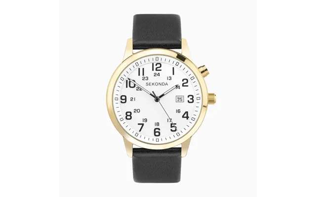 Sekonda Sekonda Easy Reader Men's Watch Gold Alloy Case & Black Leather Strap With White Dial 30127 product image