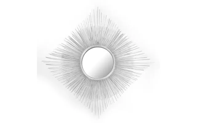 28 Inch 70cm Rhombus Sun Flower Shape Champagne Silver Wall Mounted Metal Frame Mirror Decorative For Living Room